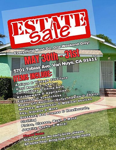 Big Estate Sale This weekend! Everything Must Go, One Weekend Only!