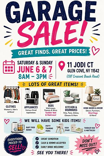 Huge Glen Cove Garage Sale – Appliances, Beds, Home Goods, Kids Items & More photo
