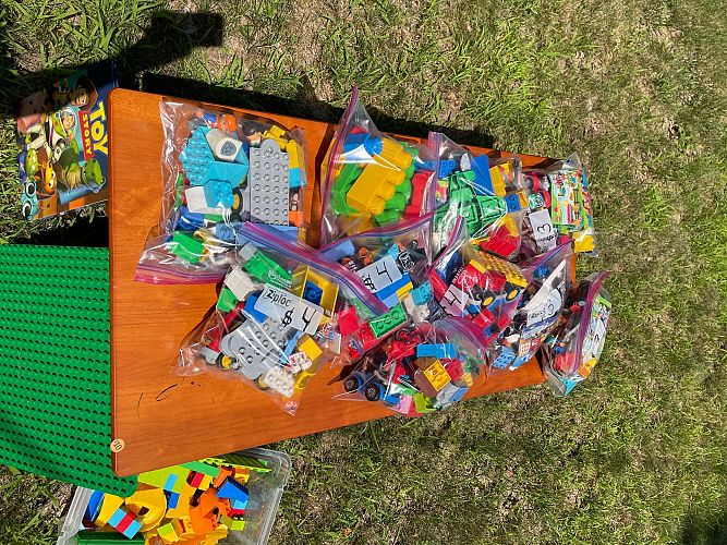 Legos, kids books, clothes photo